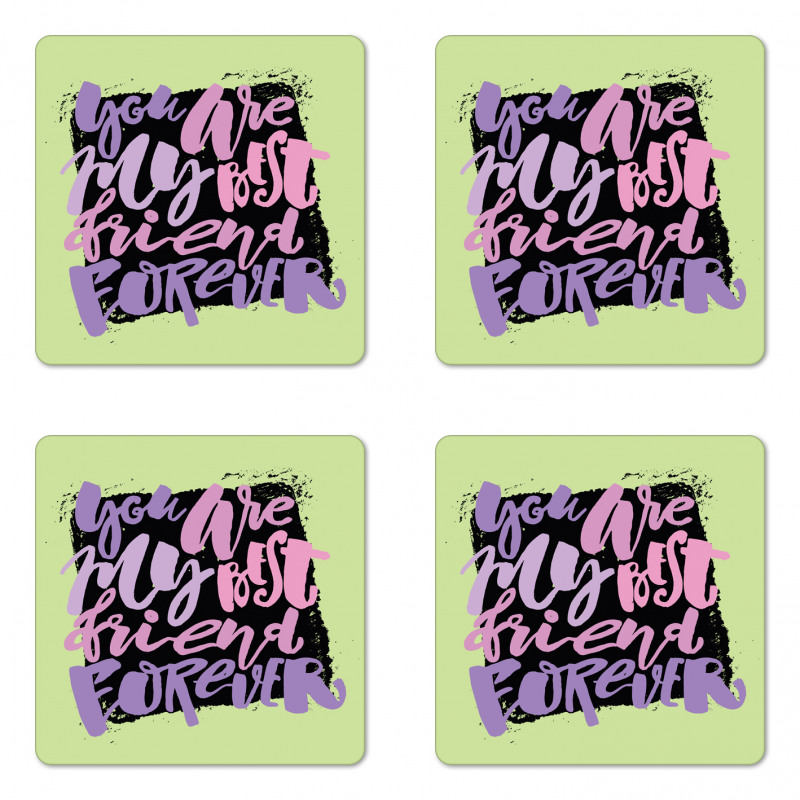 Vivid Words Lettering Coaster Set Of Four