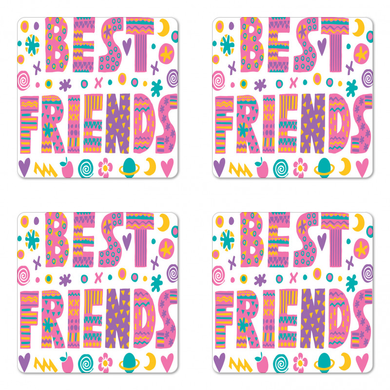 90's Calligraphy Art Coaster Set Of Four