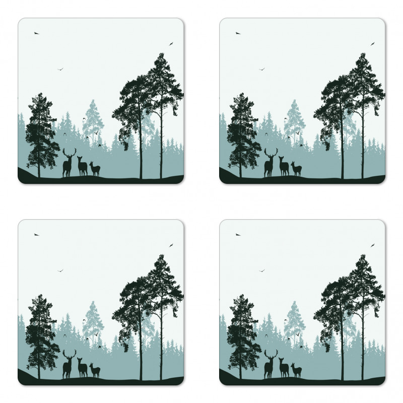 Forest Silhouette Art Coaster Set Of Four