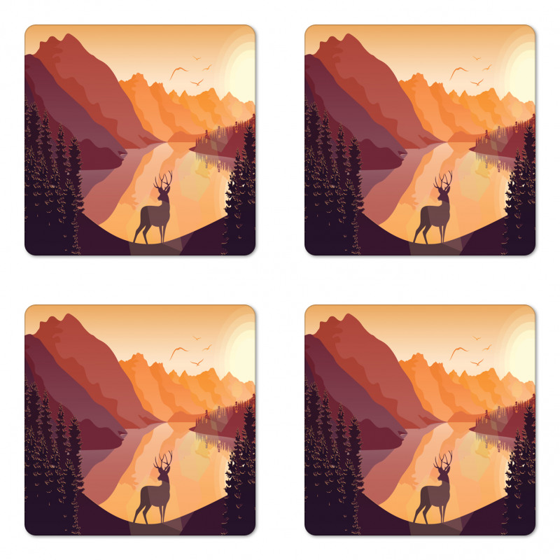 Bird Mountain Reindeer Coaster Set Of Four