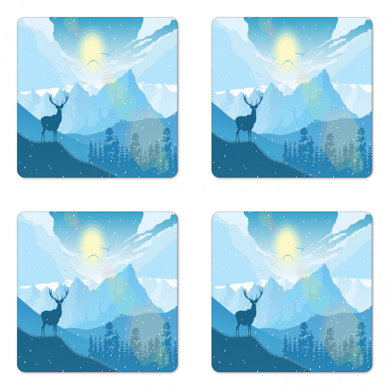 Mountain Fauna Sunrise Coaster Set Of Four