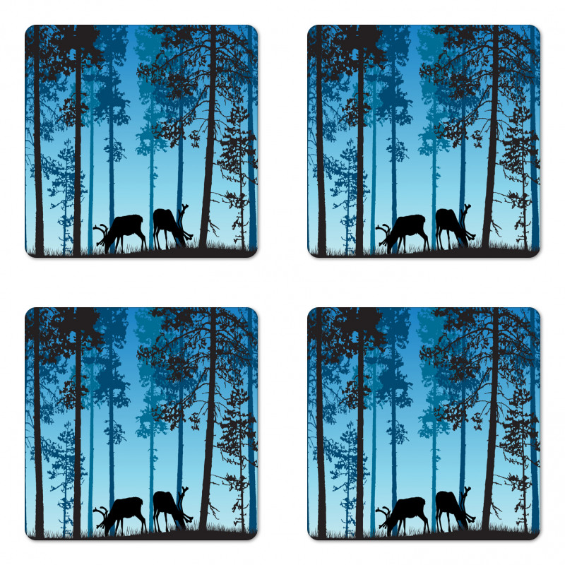 Wild Animal Elk Forest Coaster Set Of Four