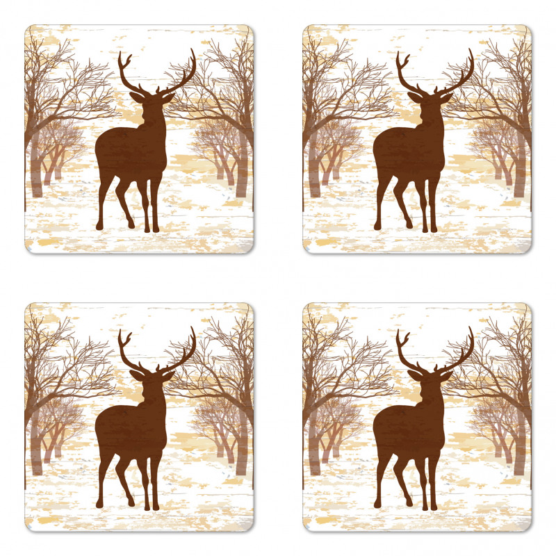 Rustic Silhouette Art Coaster Set Of Four