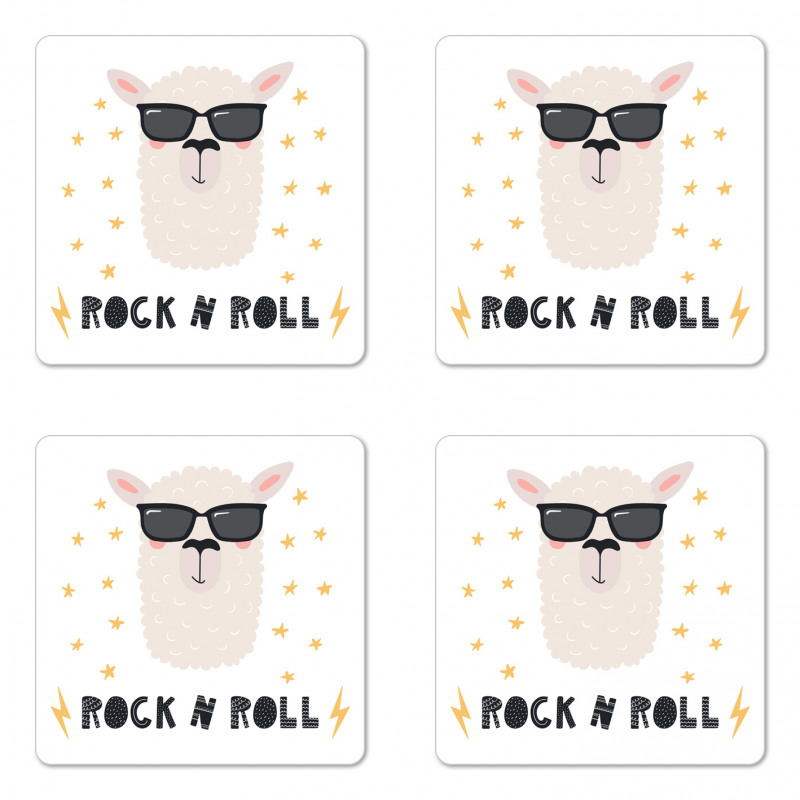 Funny Llama Portrait Coaster Set Of Four