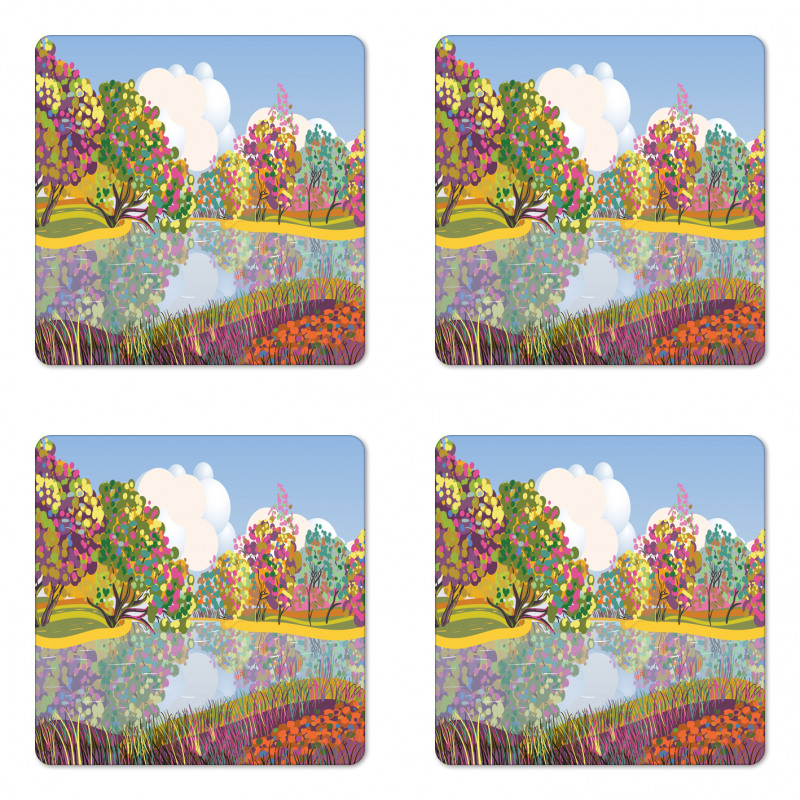 Vibrant Botany River Coaster Set Of Four