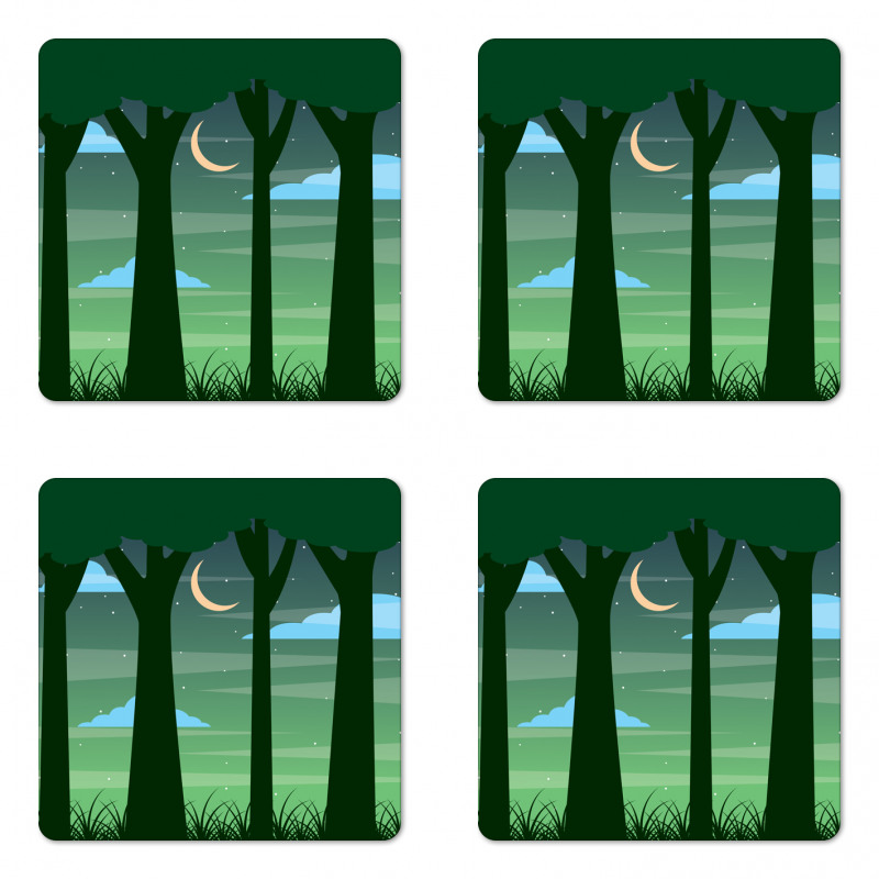 Dreamy Forest at Night Coaster Set Of Four