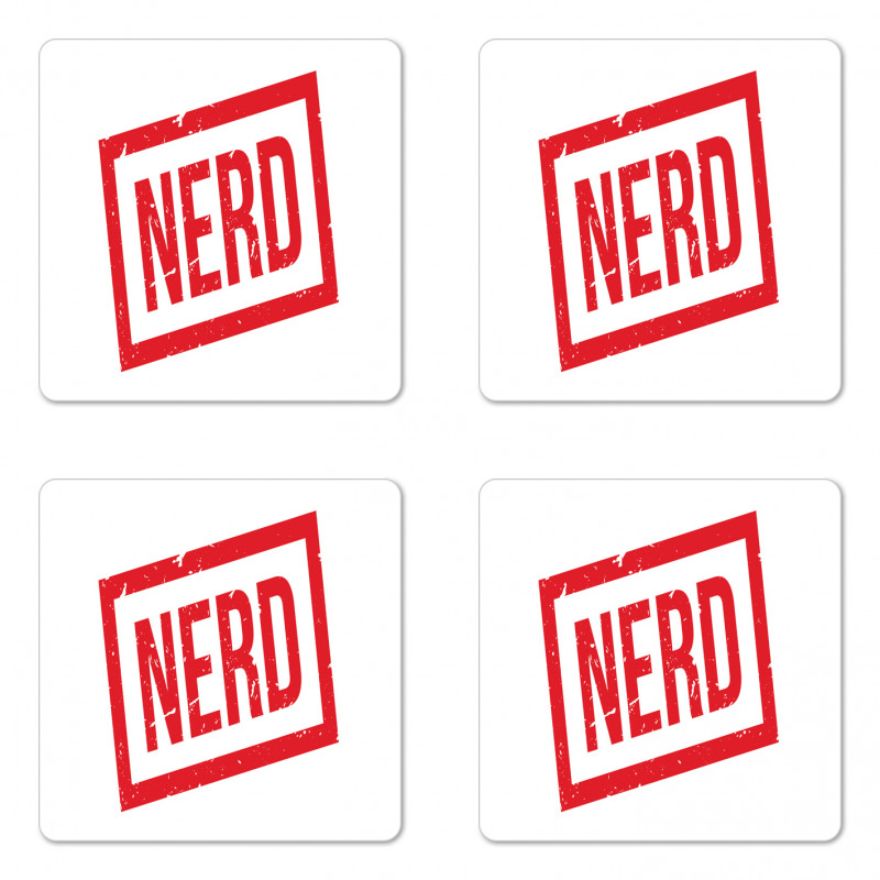 Nerd Wording Grunge Style Coaster Set Of Four