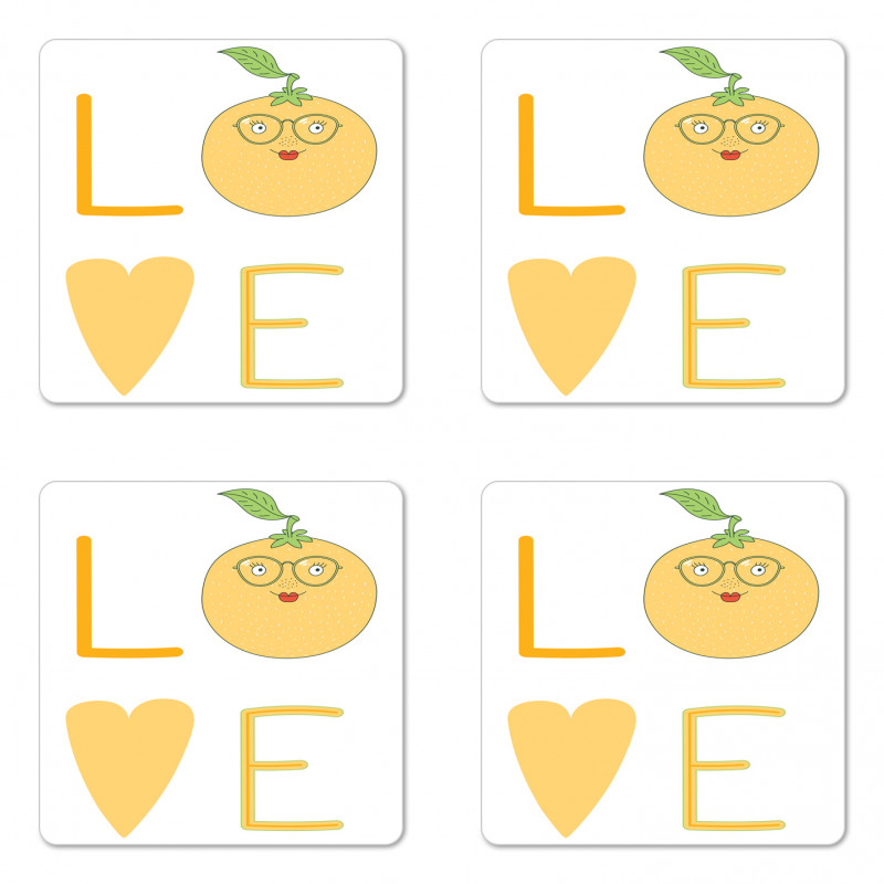 Nerdy Orange in Eyeglasses Coaster Set Of Four