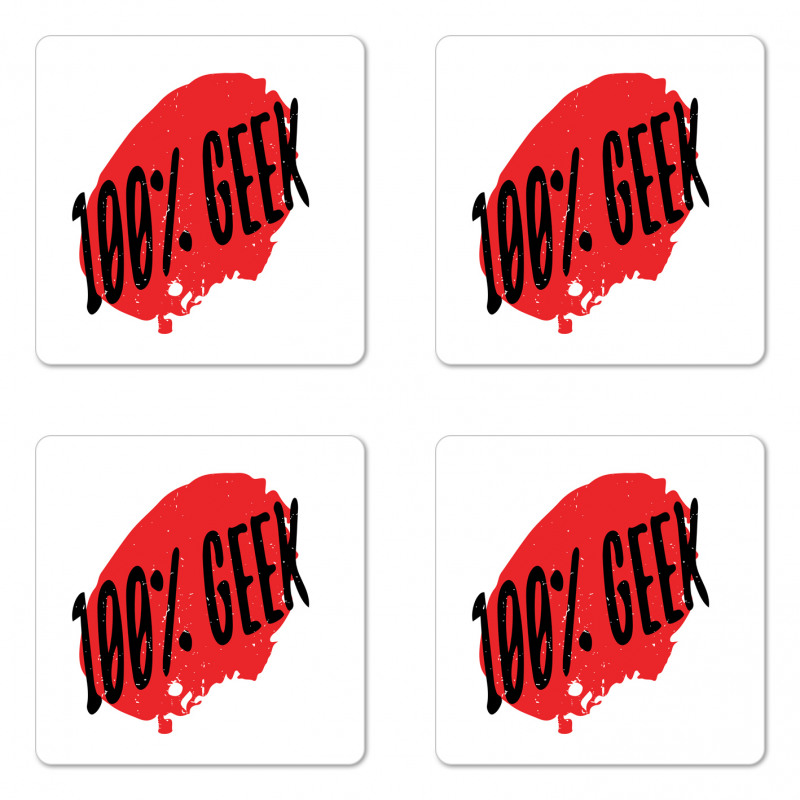 Hundred Percent Geek Wording Coaster Set Of Four