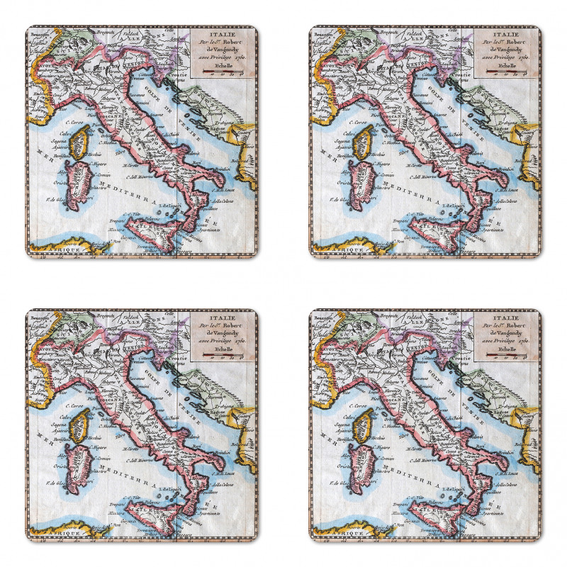 Old Italy Map Coaster Set Of Four