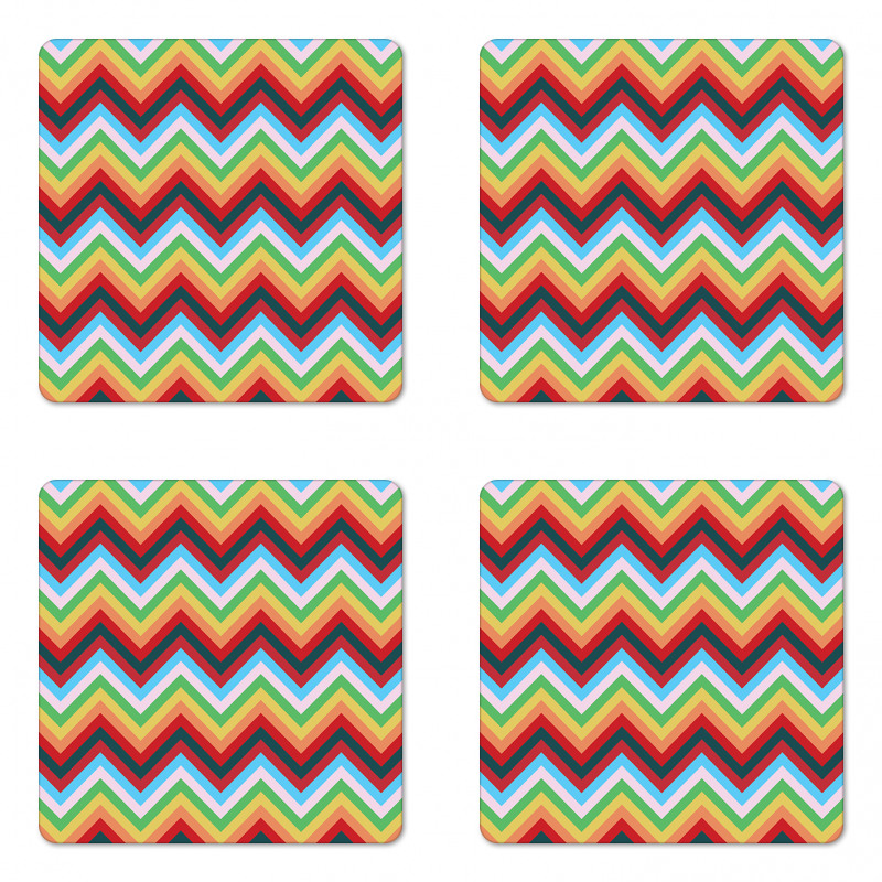 Zigzag Sharp Vibrant Coaster Set Of Four