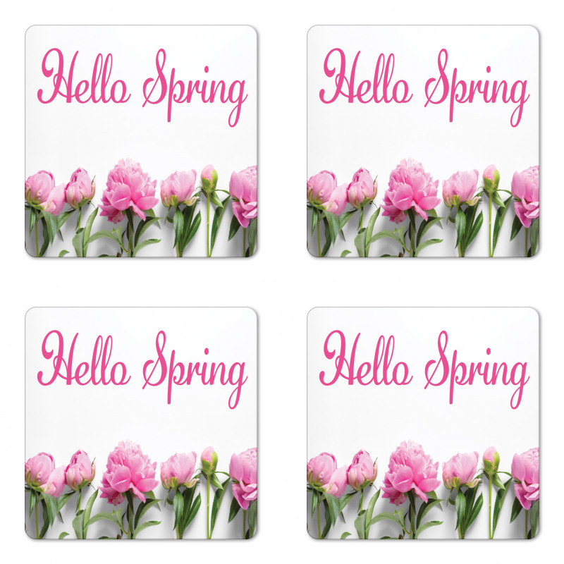 Spring Welcoming Floral Photo Coaster Set Of Four