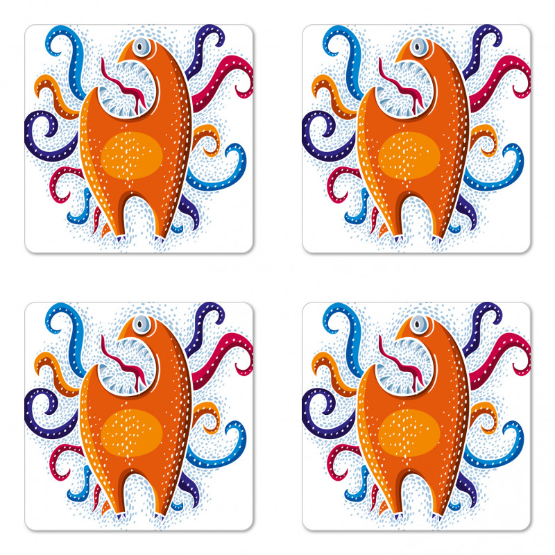 Funny Monstrous Character Coaster Set Of Four