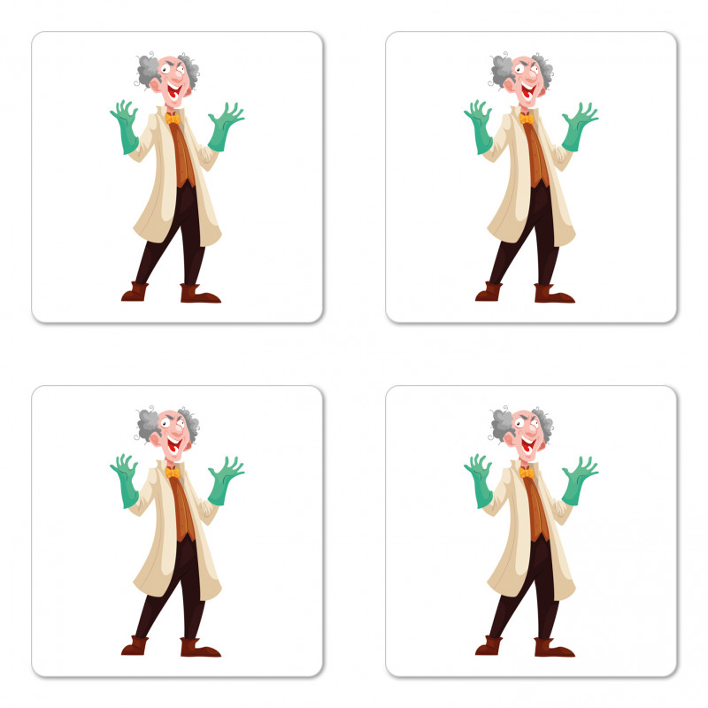 Cartoon Style Professor Coaster Set Of Four