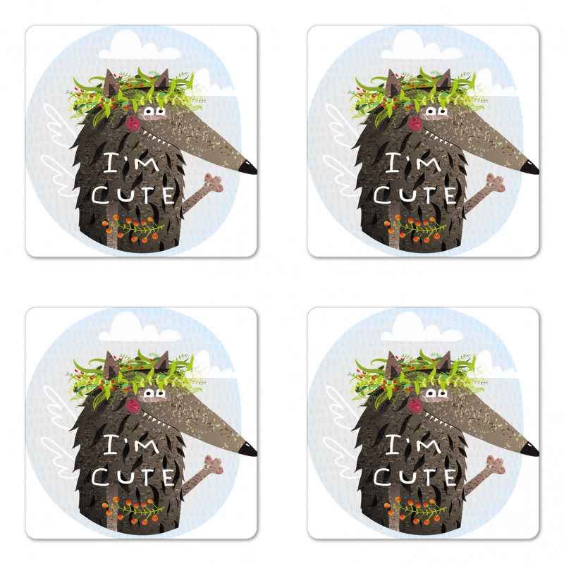 Funny Animal with Berries Coaster Set Of Four