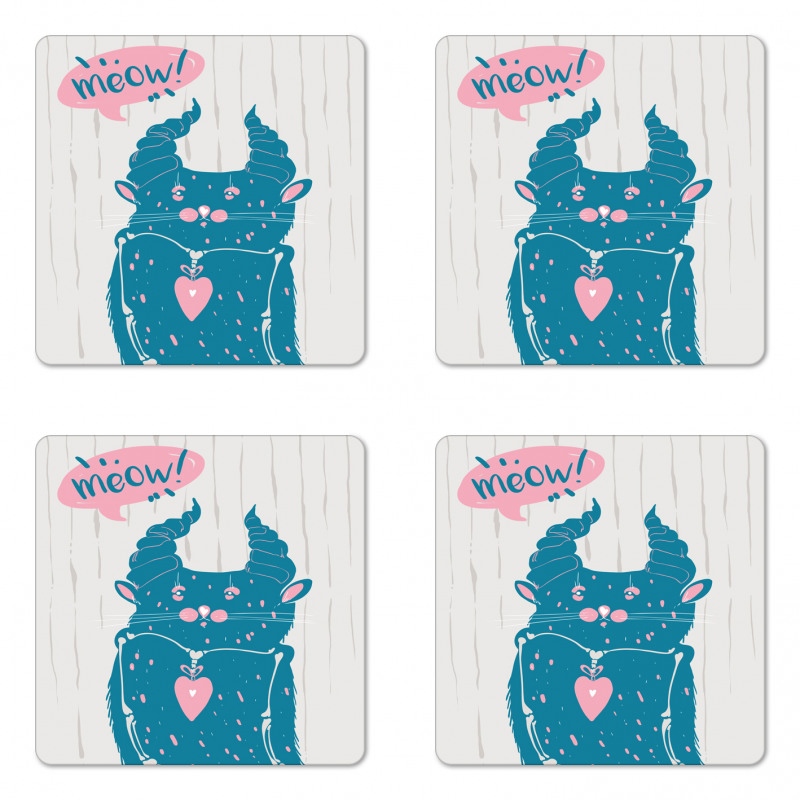 Meow Cat Speech Bubble Coaster Set Of Four