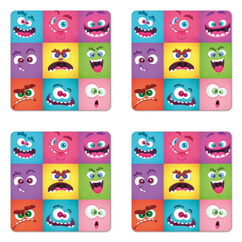 Humorous Alien Squares Coaster Set Of Four