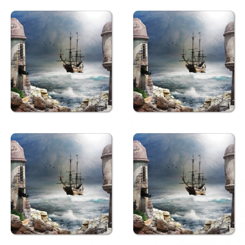 Pirate Merchant Ship Coaster Set Of Four