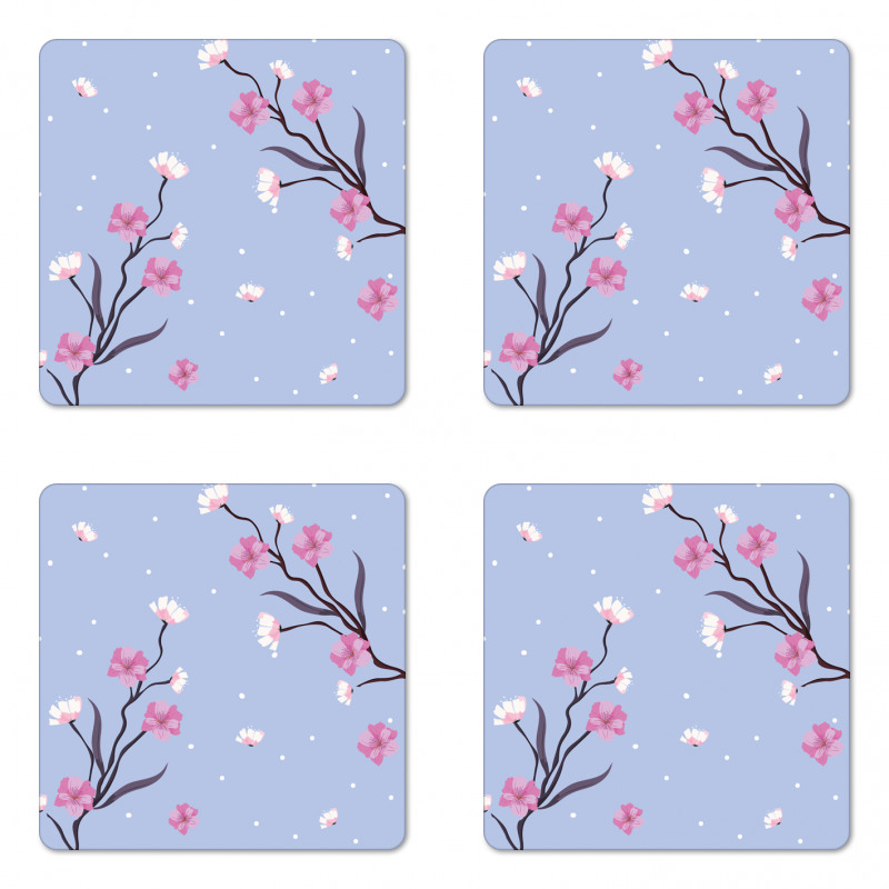 Apple Blossoms Branch Coaster Set Of Four