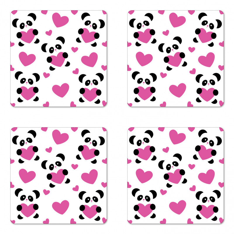 Love Pandas Hearts Coaster Set Of Four