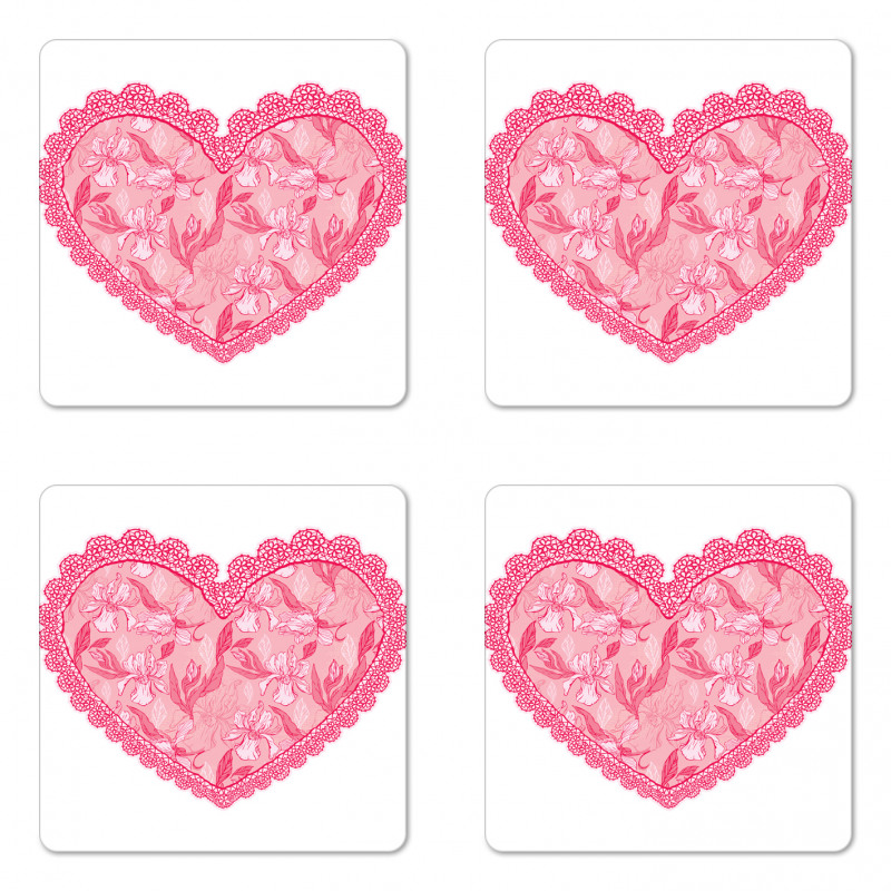 Lace Heart with Flora Coaster Set Of Four