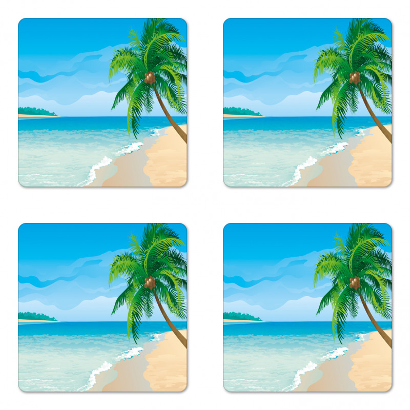 Palm Tree Calm Ocean Coaster Set Of Four