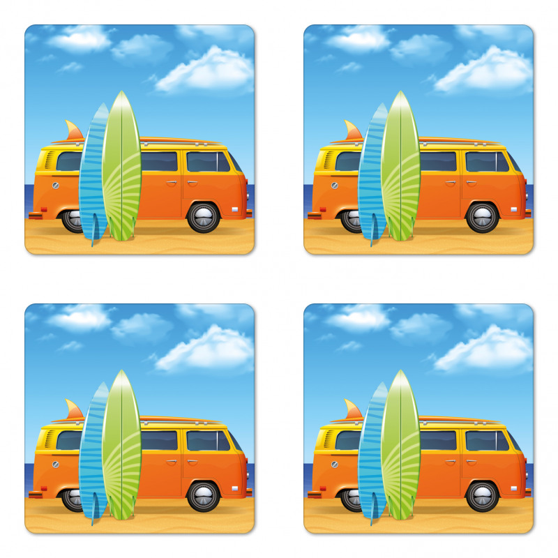 Happy Camper Van Surf Coaster Set Of Four