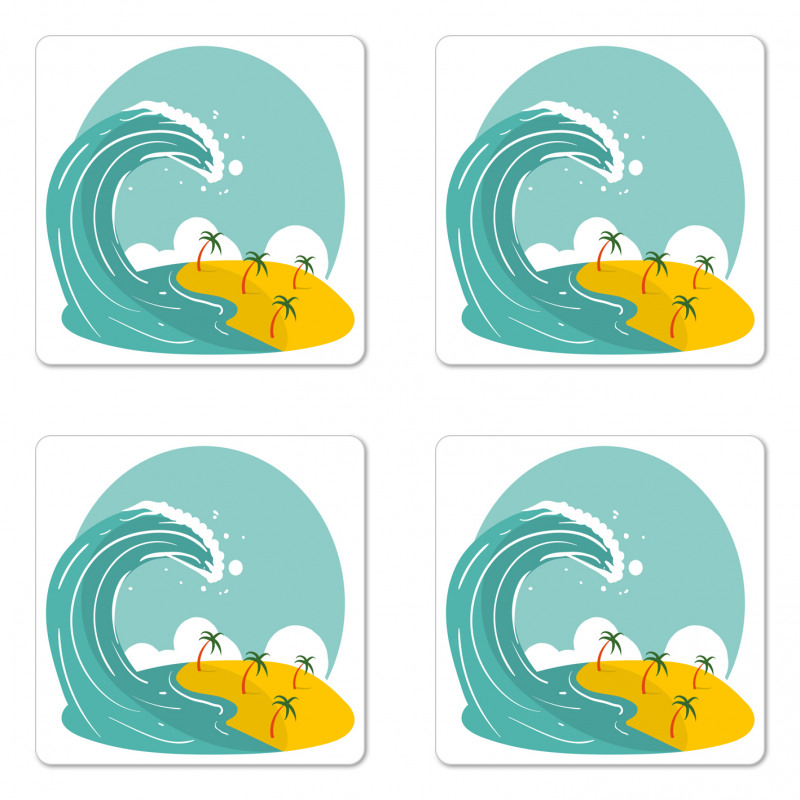 Big Wave and Palms Coaster Set Of Four