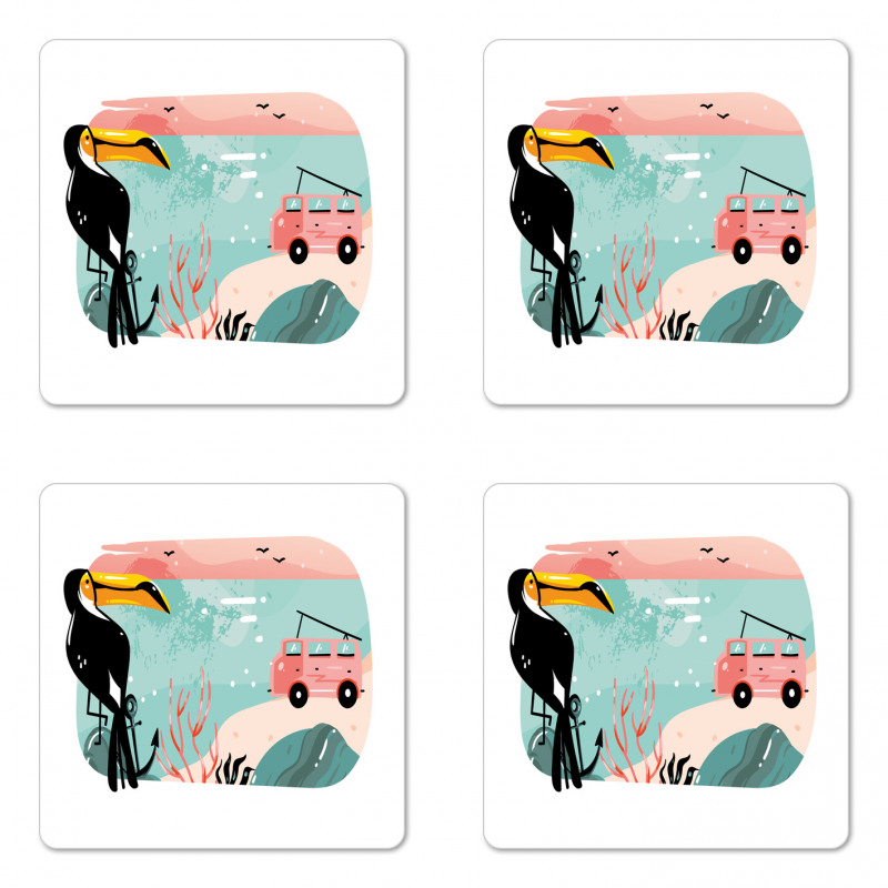 Van and Toucan Coaster Set Of Four