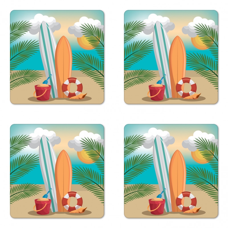 Summer Holiday Fun Coaster Set Of Four