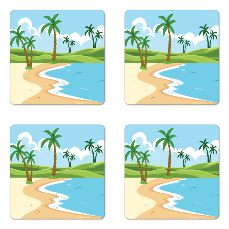 Coast with Grass Palm Coaster Set Of Four