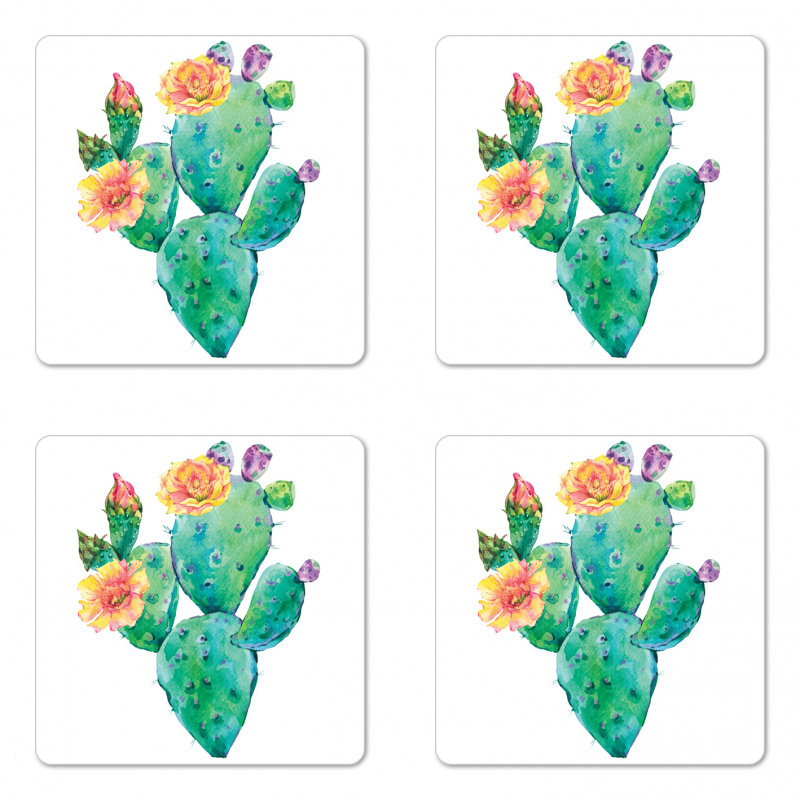 Cactus with Flowers Coaster Set Of Four