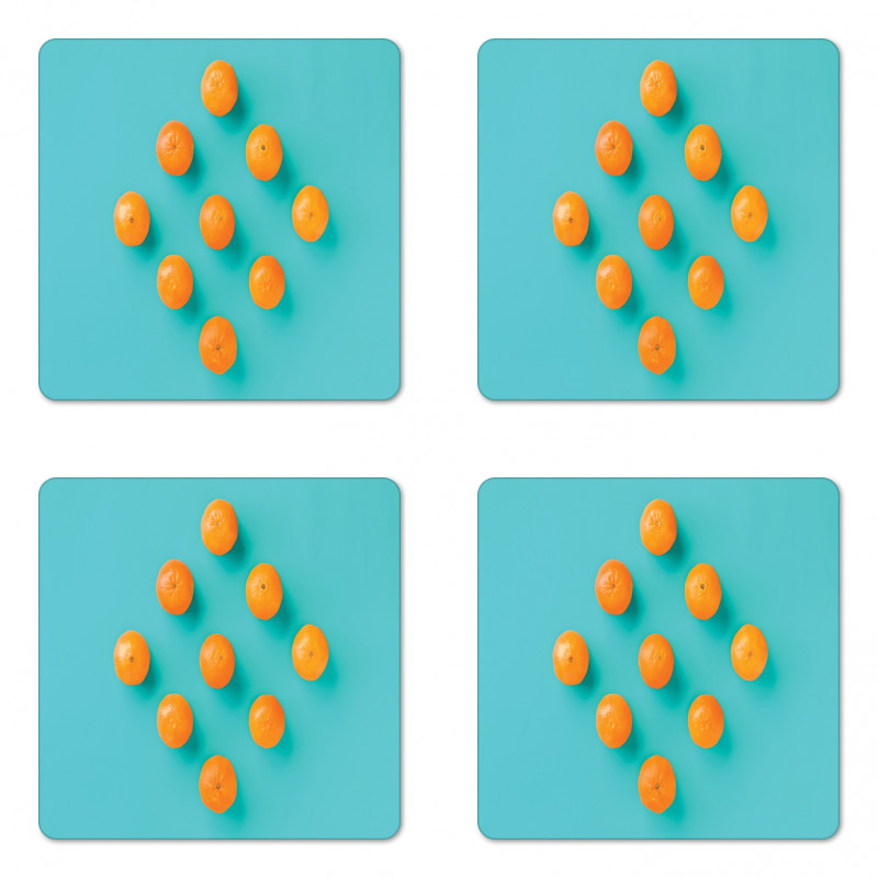 Modern Tangerine Art Coaster Set Of Four