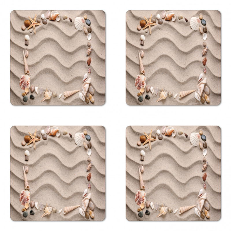 Seashell Square Frame Coaster Set Of Four