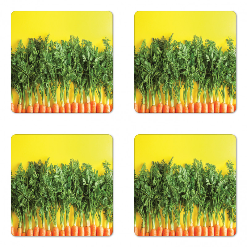 Carrots in a Row Art Coaster Set Of Four