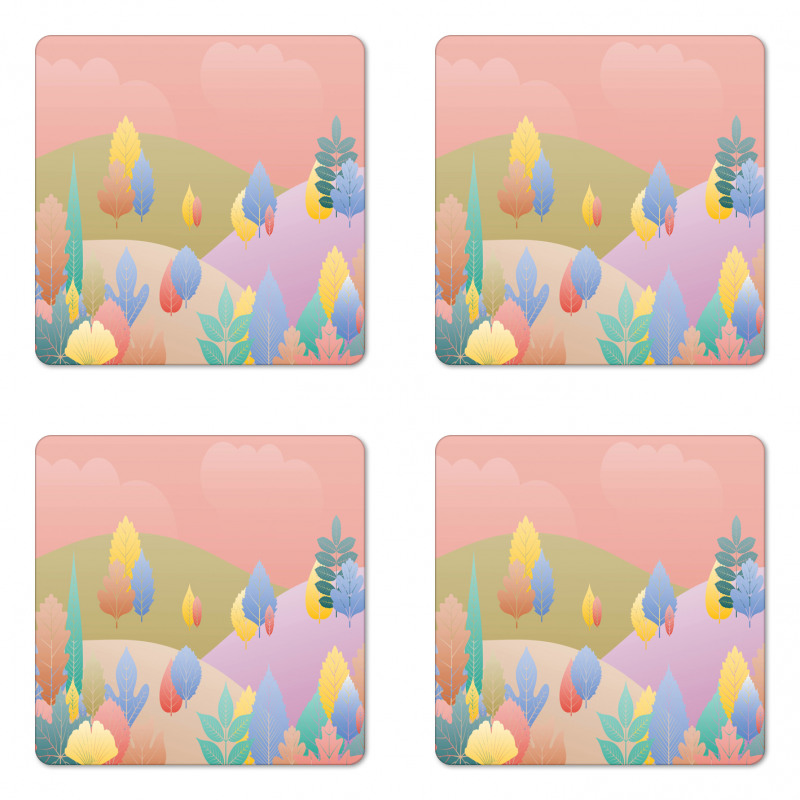 Pastel Fall Leaves Coaster Set Of Four