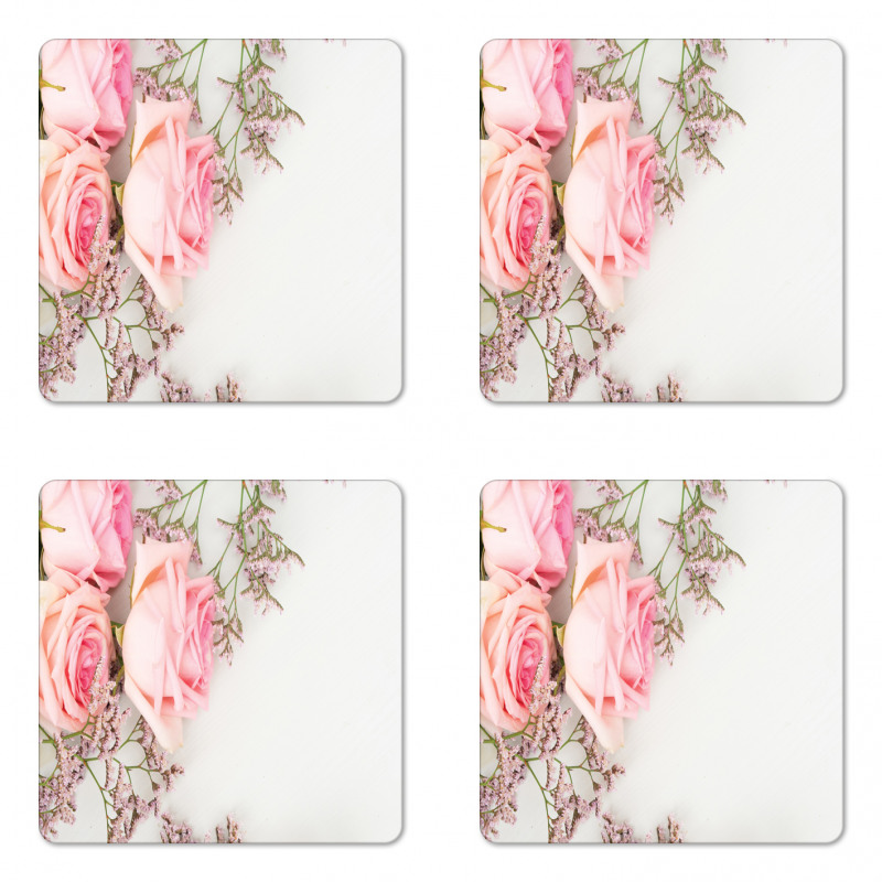 Close up Photo Flowers Coaster Set Of Four