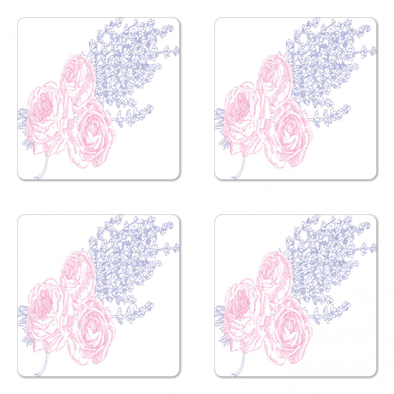 Romantic Lavender Art Coaster Set Of Four