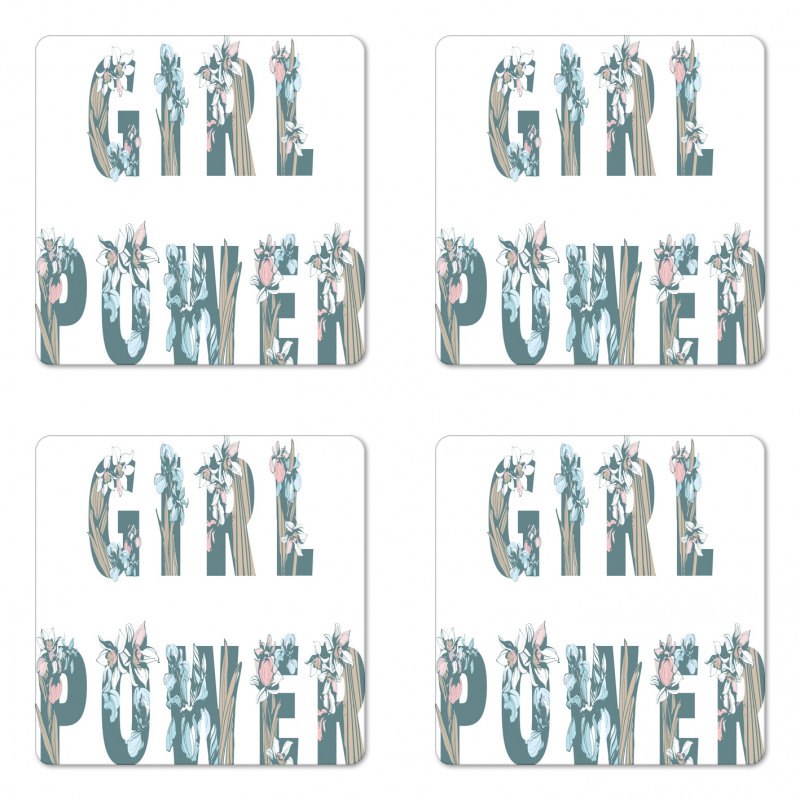 Girl Power Floral Art Coaster Set Of Four