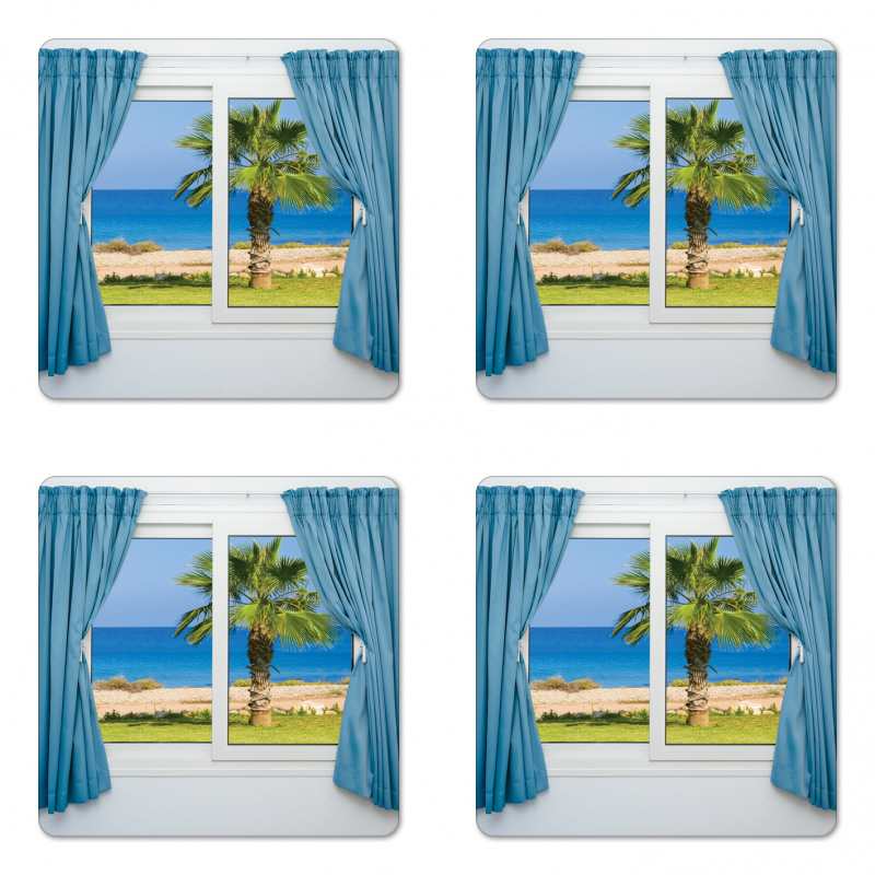 Shore Palm Tree Island Coaster Set Of Four