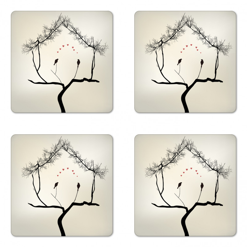 Love Birds Branch Coaster Set Of Four