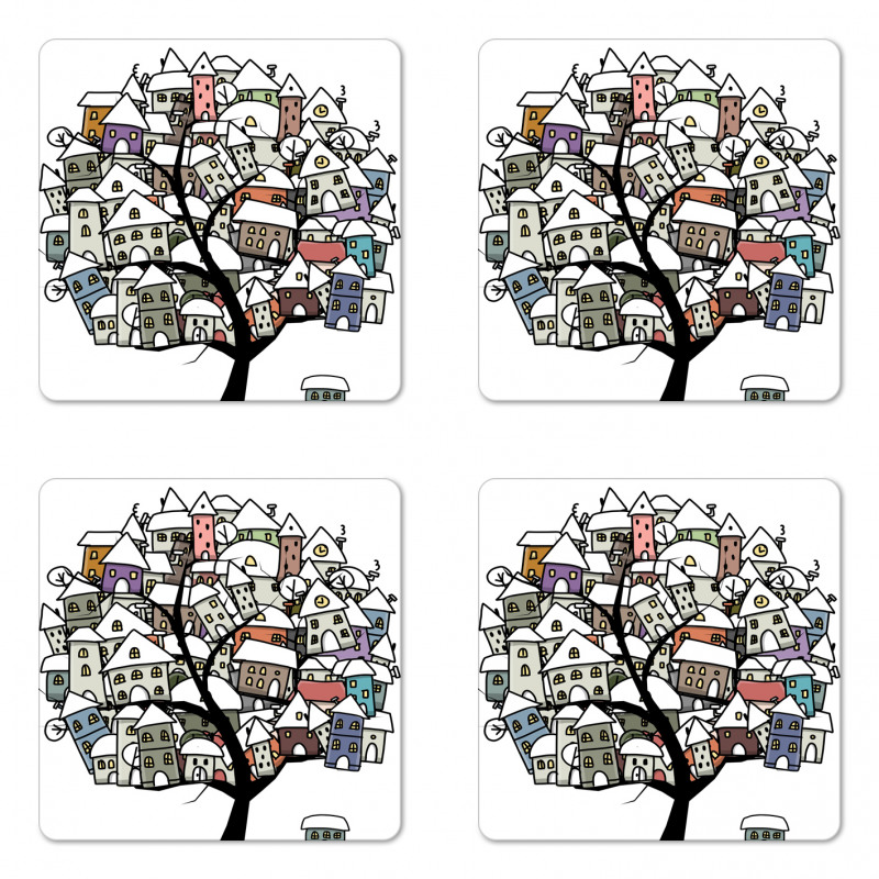 Homes on Branches Coaster Set Of Four