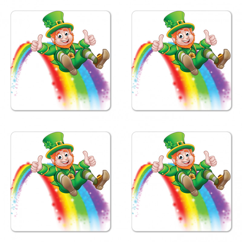 Leprechaun Slides on Rainbow Coaster Set Of Four