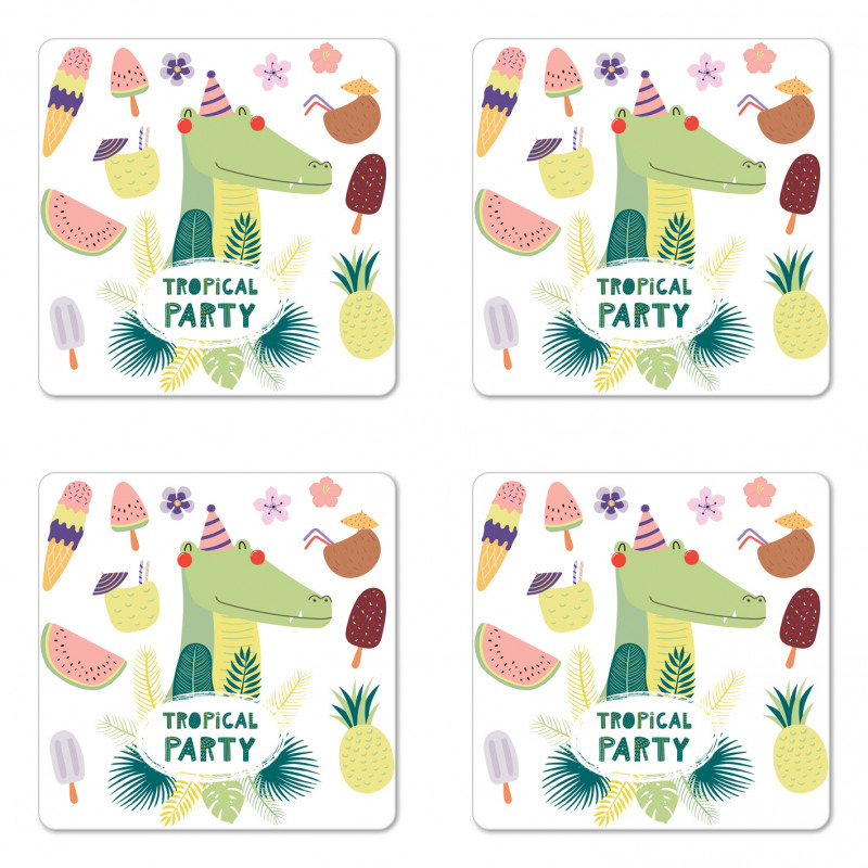 Tropical Party Ice Cream Coaster Set Of Four