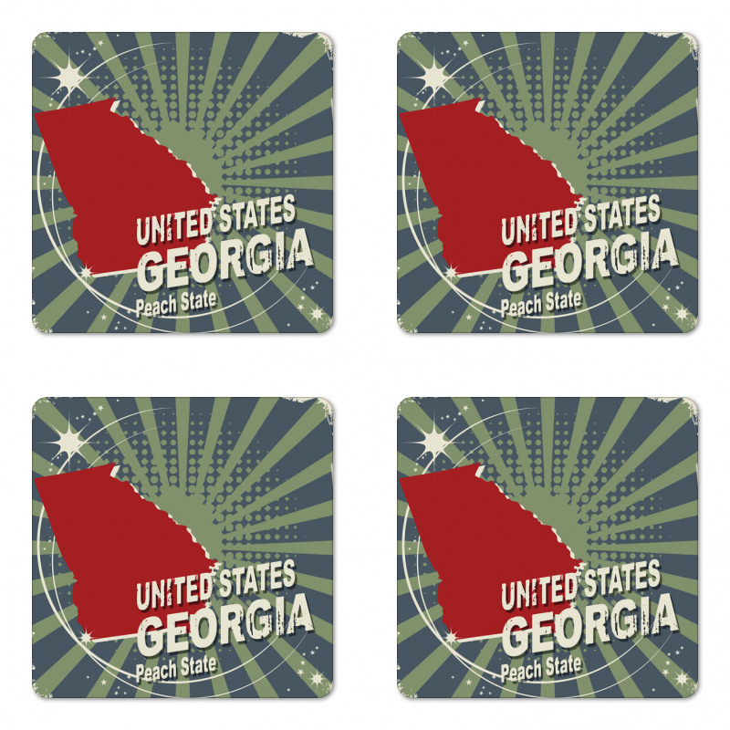 Grunge Wording Peach State Coaster Set Of Four