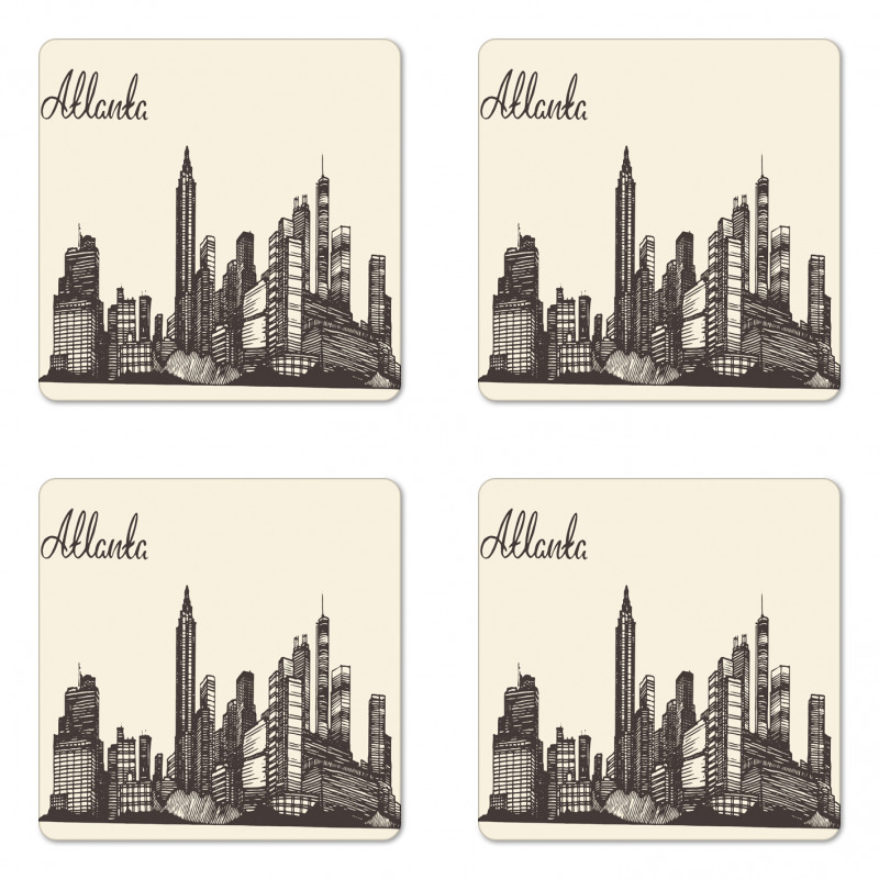 Grunge City Skyline Vintage Coaster Set Of Four