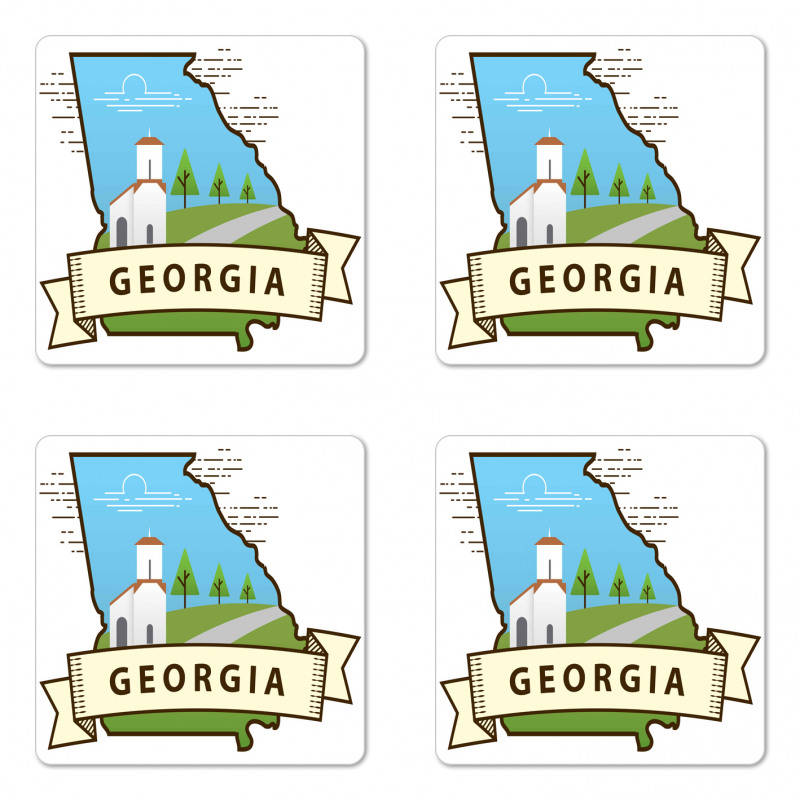 Digital Geometric Map Scene Coaster Set Of Four