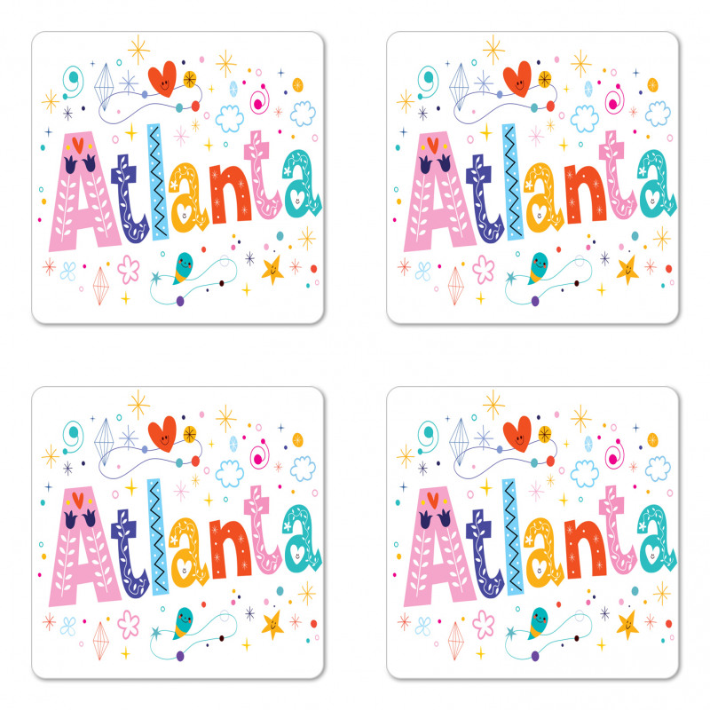 Colorful Smiley Calligraphy Coaster Set Of Four