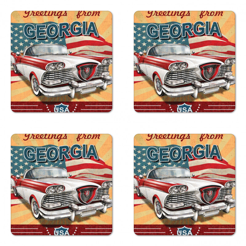 Touristic Greeting Pattern Coaster Set Of Four