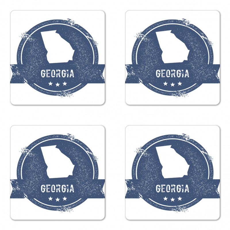 Grungy Map Silhouette Coaster Set Of Four